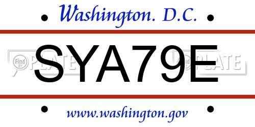 SYA79E District Of Columbia License Plate