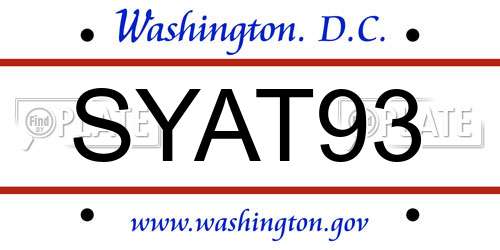 SYAT93 District Of Columbia License Plate