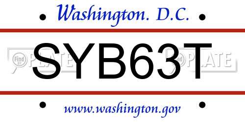 SYB63T District Of Columbia License Plate