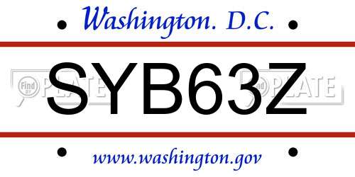 SYB63Z District Of Columbia License Plate