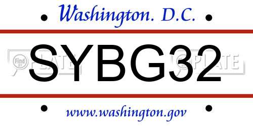 SYBG32 District Of Columbia License Plate