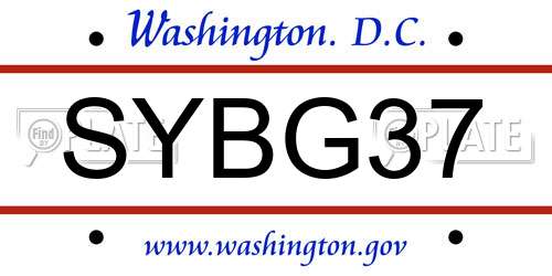 SYBG37 District Of Columbia License Plate