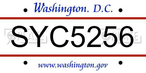 SYC5256 District Of Columbia License Plate