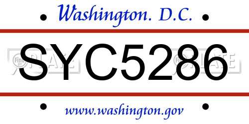 SYC5286 District Of Columbia License Plate
