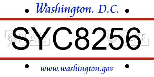 SYC8256 District Of Columbia License Plate