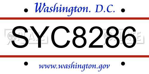 SYC8286 District Of Columbia License Plate