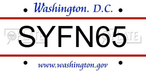 SYFN65 District Of Columbia License Plate