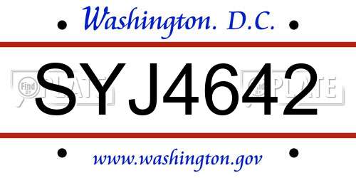 SYJ4642 District Of Columbia License Plate