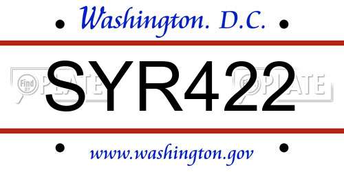 SYR422 District Of Columbia License Plate