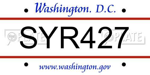 SYR427 District Of Columbia License Plate