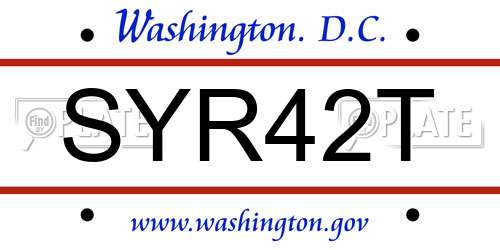 SYR42T District Of Columbia License Plate