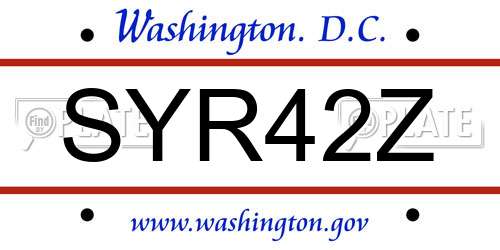 SYR42Z District Of Columbia License Plate