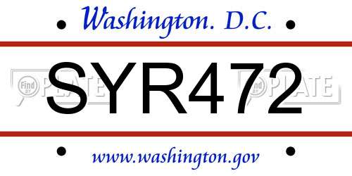 SYR472 District Of Columbia License Plate