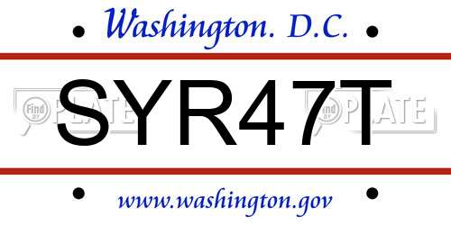 SYR47T District Of Columbia License Plate