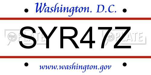 SYR47Z District Of Columbia License Plate