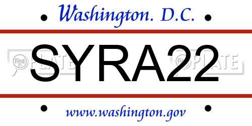 SYRA22 District Of Columbia License Plate