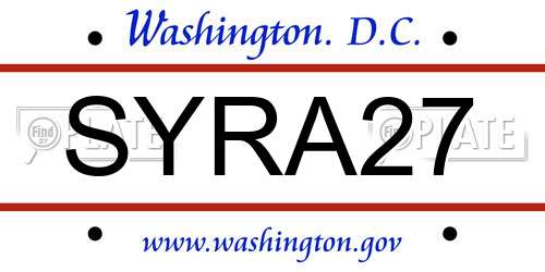 SYRA27 District Of Columbia License Plate