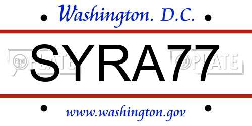 SYRA77 District Of Columbia License Plate