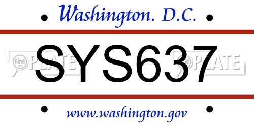 SYS637 District Of Columbia License Plate