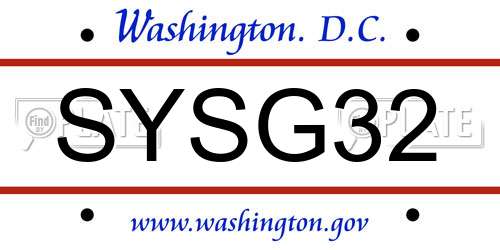 SYSG32 District Of Columbia License Plate