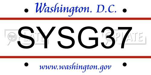 SYSG37 District Of Columbia License Plate