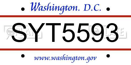 SYT5593 District Of Columbia License Plate
