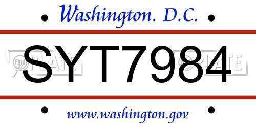 SYT7984 District Of Columbia License Plate