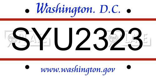 SYU2323 District Of Columbia License Plate