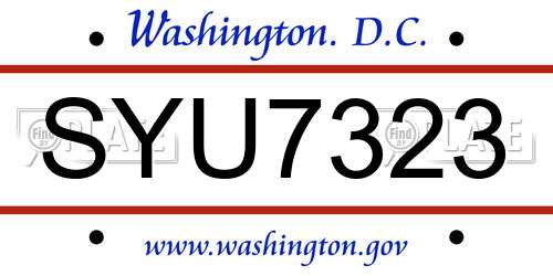 SYU7323 District Of Columbia License Plate