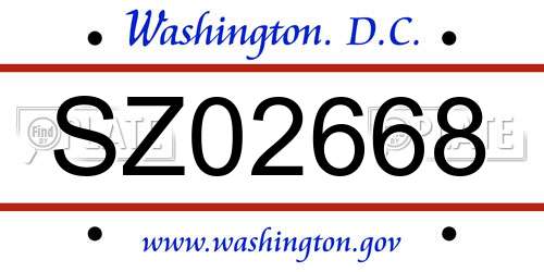 SZ02668 District Of Columbia License Plate