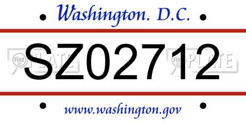 SZ02712 District Of Columbia License Plate