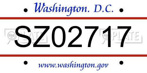 SZ02717 District Of Columbia License Plate