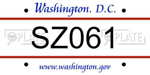 SZ061 District Of Columbia License Plate