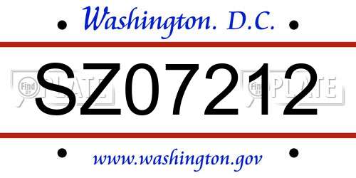 SZ07212 District Of Columbia License Plate