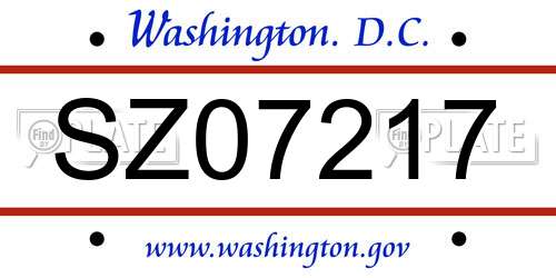 SZ07217 District Of Columbia License Plate