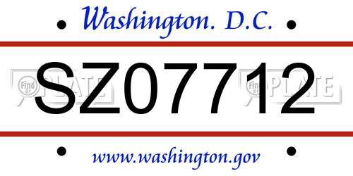 SZ07712 District Of Columbia License Plate