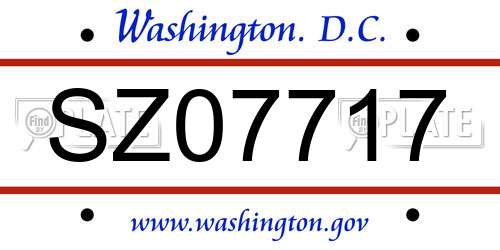 SZ07717 District Of Columbia License Plate