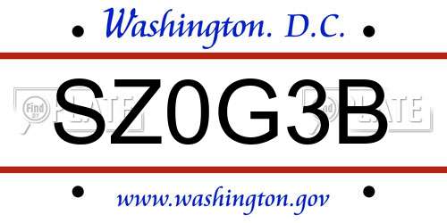 SZ0G3B District Of Columbia License Plate