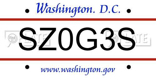SZ0G3S District Of Columbia License Plate