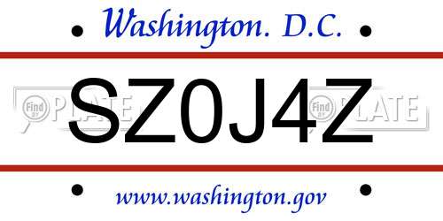 SZ0J4Z District Of Columbia License Plate
