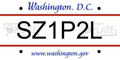 SZ1P2L District Of Columbia License Plate