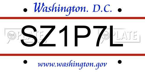 SZ1P7L District Of Columbia License Plate