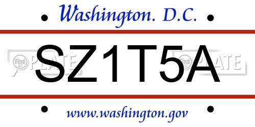 SZ1T5A District Of Columbia License Plate