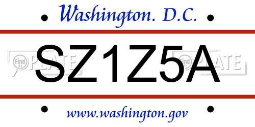 SZ1Z5A District Of Columbia License Plate