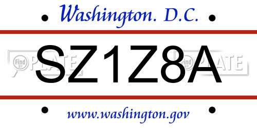 SZ1Z8A District Of Columbia License Plate