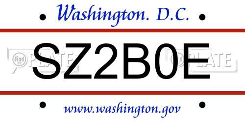 SZ2B0E District Of Columbia License Plate