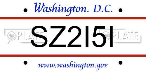 SZ2I5I District Of Columbia License Plate