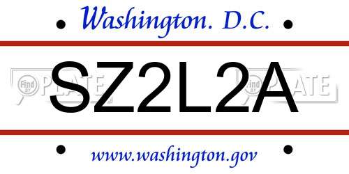 SZ2L2A District Of Columbia License Plate
