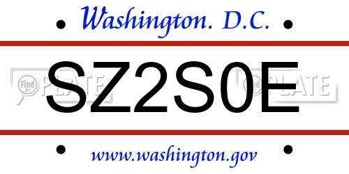 SZ2S0E District Of Columbia License Plate