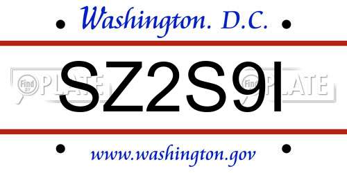 SZ2S9I District Of Columbia License Plate